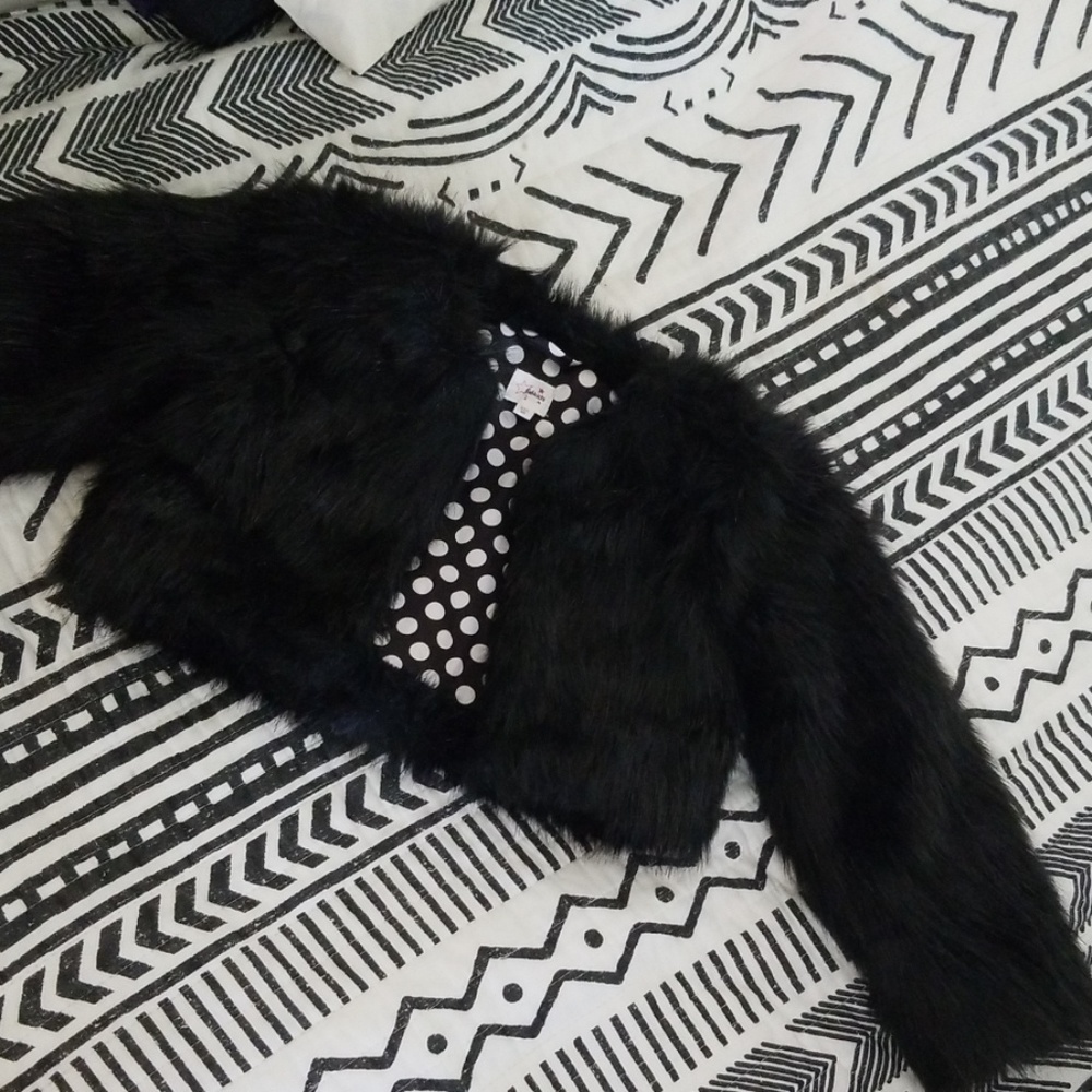 Faux Fur Black Cropped Coat